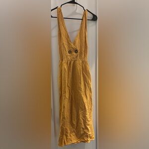 Zara Cross Strap Midi Dress in Mustard